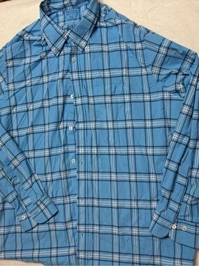 Brooks Brothers Light Blue Plaid Cotton Button-Down Shirt